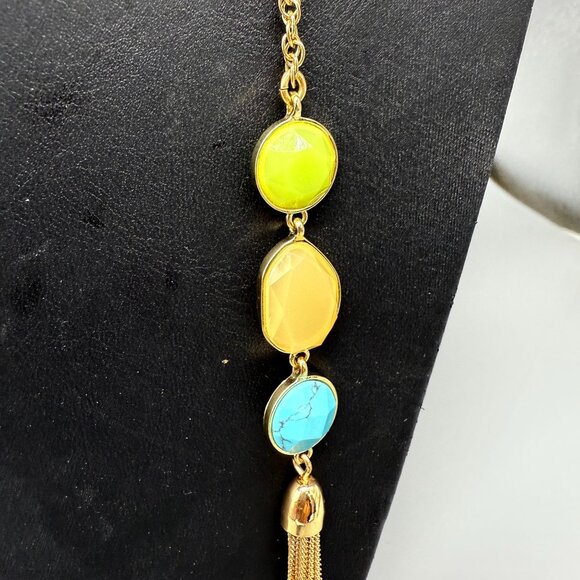 VTG Crystal Faux Stones Tassel Chain One Long Strand Lariat Necklace - Picture 6 of 7